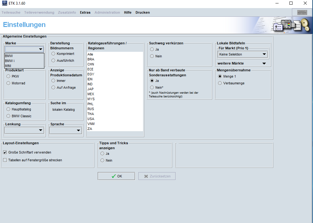 BMW ETK 11.2017 Version Preise Fahrzeugidentifikation Teilesuche
