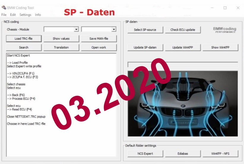 BMW SP-Daten V67.1 und ECU Datenbank plus Coding Tool 2.50 von 03.2020 für WinKFP, Tool32, NCS Expert.