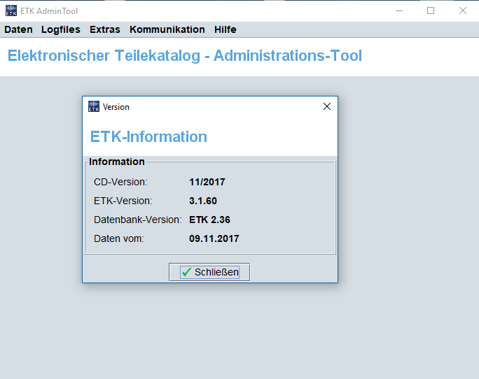 BMW ETK 11.2017 Version Preise Fahrzeugidentifikation Teilesuche