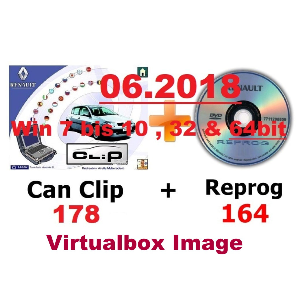 Renault CAN Clip V178 + Reprog 164 (06/2018) , VM-WARE Virtualbox