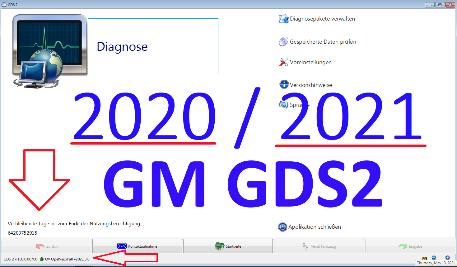 Opel Vauxhall Global und Chevrolet GDS 2 Version 2020/21, Mehrsprachig. Diagnose-Software für GM Vauxhall, fertig installiert und freigeschaltet. Kein Ablauf