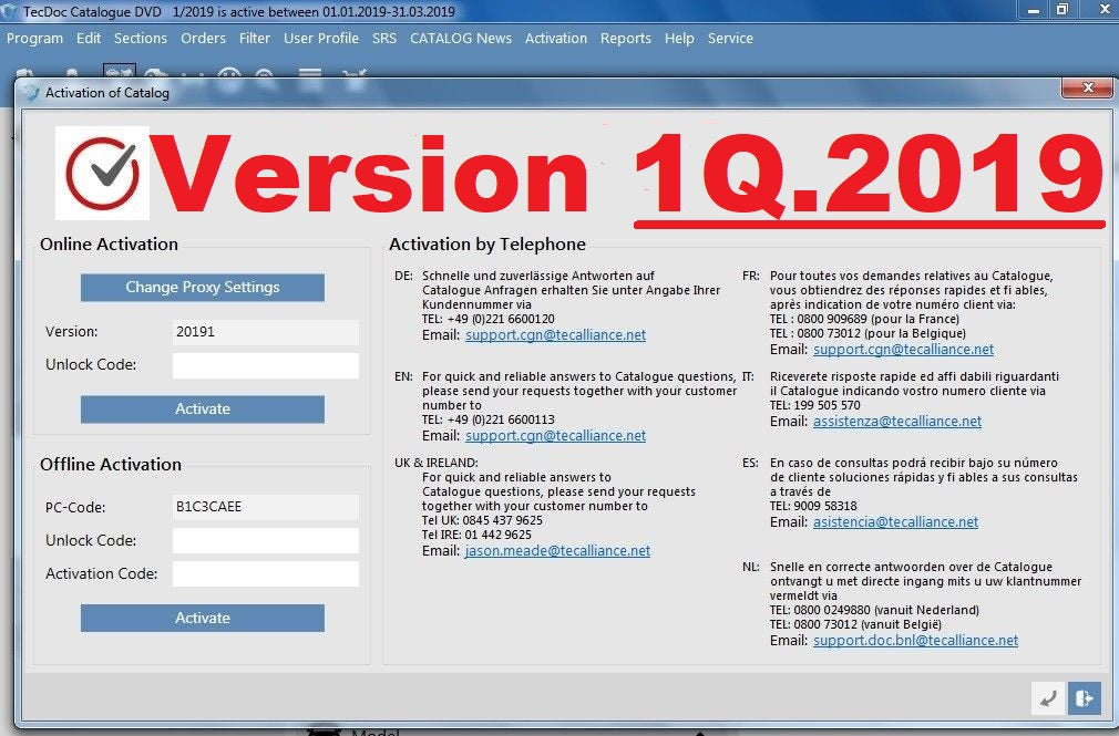 Teile-Katalog TecAlliance 1Q.2019 , Vollversion fertig installiert