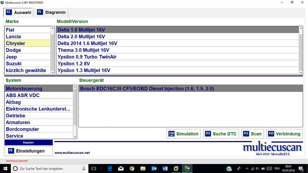 Fiat Multiecuscan 3.9R1 incl. Patch, Mehrsprachig Version vom 27.11.2017, Multiecuscan = Multi-ECU Scan