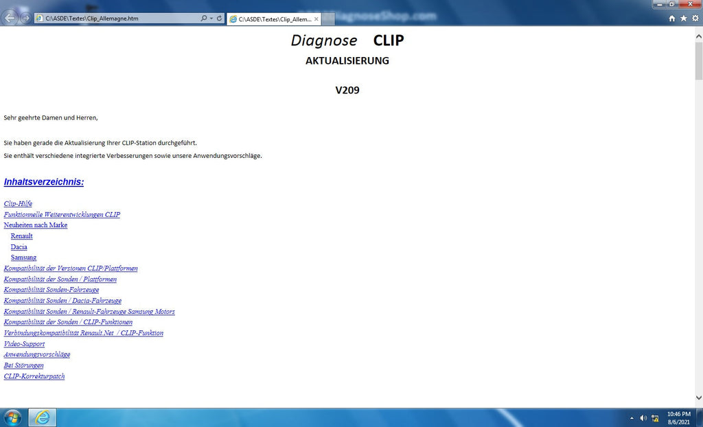 Renault Dacia CanClip 209 + Reprog 191 (20. 07. 2021) als VM Ware fertig installiert, Deutsch. Läuft unter allen Windows Systemen ab Win 7 64bit