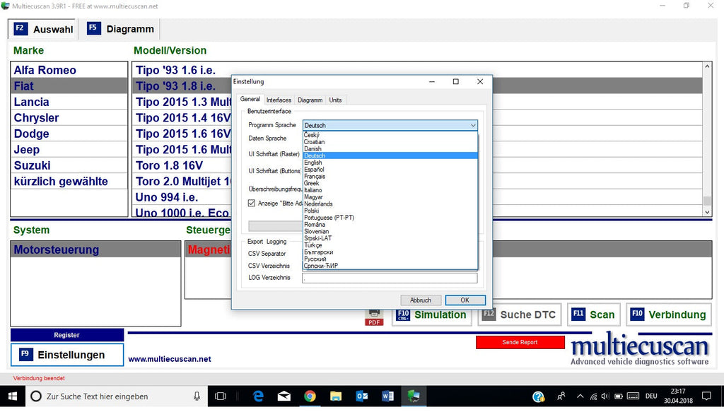 Fiat Multiecuscan 3.9R1 incl. Patch, Mehrsprachig Version vom 27.11.2017, Multiecuscan = Multi-ECU Scan