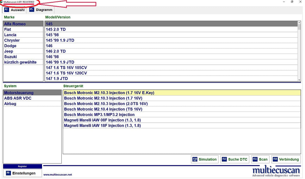 Fiat Multiecuscan 4.2 und 4.6R1 Erscheinungsdatum 03.2020, inclusive Registrierung zur Vollversion, Mehrsprachig , Multiecuscan = Multi-ECU-Scan