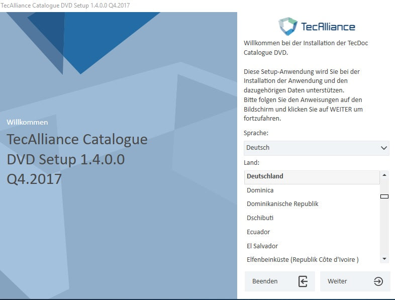 TecDoc TecAlliance Teile Katalog Vollversion 2.0.2.8, Q4.2017 Jahr / Erscheinungsdatum: 31.12.2017 