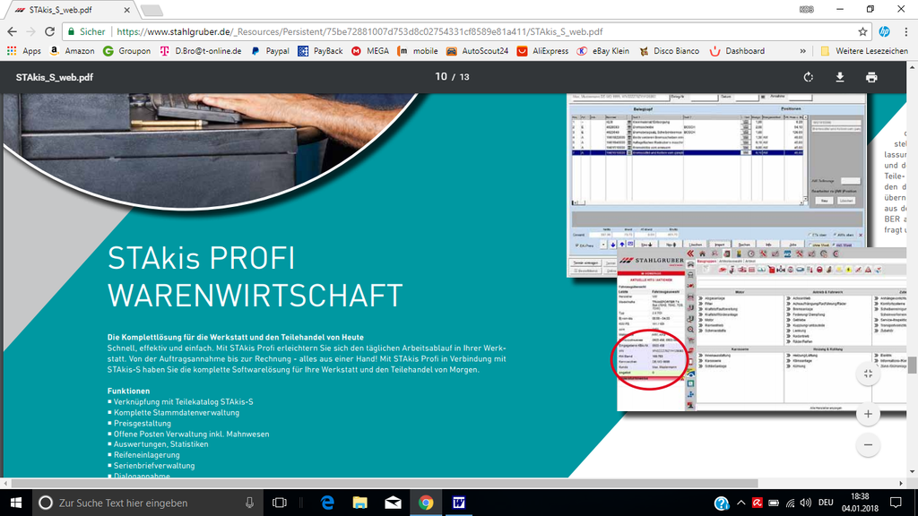 Stakis Stahlgruber Ersatz. -Teilekatalog 2017.3 PKW LKW Motorräder, incl. WARENWIRTSCHAFT – STAKIS PROFI und Stakis Reifeneinlagerung