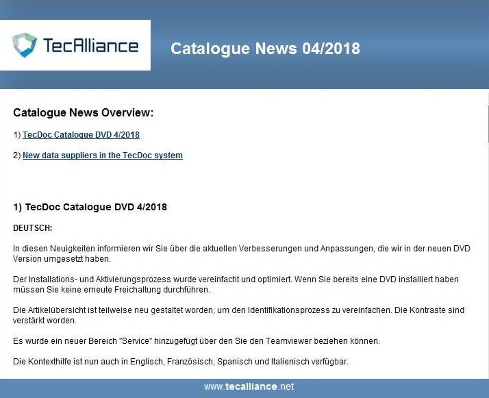 ​TecDoc 4Q.2018 Teile-Katalog, Vollversion Mehrsprachig als ISO