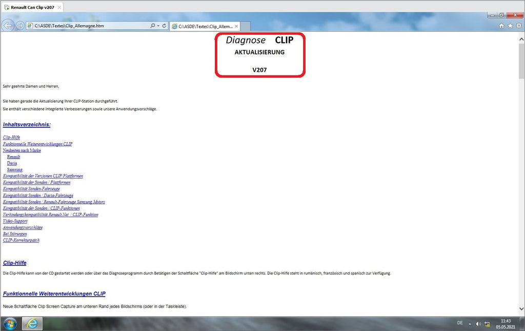 Renault Dacia CanClip 207 + Reprog 191 (25. 04. 2021) als VM Ware fertig installiert, Deutsch. Läuft unter allen Windows Systemen ab Win 7