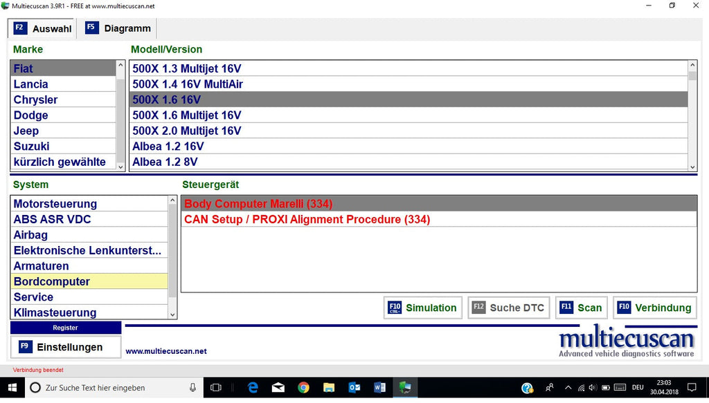 Fiat Multiecuscan 3.9R1 incl. Patch, Mehrsprachig Version vom 27.11.2017, Multiecuscan = Multi-ECU Scan