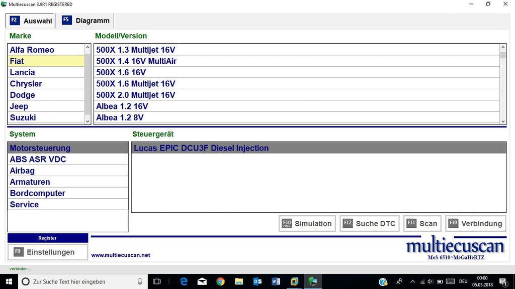 Fiat Multiecuscan 3.9R1 incl. Patch, Mehrsprachig Version vom 27.11.2017, Multiecuscan = Multi-ECU Scan