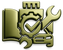 Metallisch olivgrünes 3D-Logo mit offenem Buch, Zahnrad mit Häkchen, Schraubenschlüssel und angedeutetem OBD-Stecker über dem Schriftzug „DIAGNOSESHOP“ auf transparentem Hintergrund